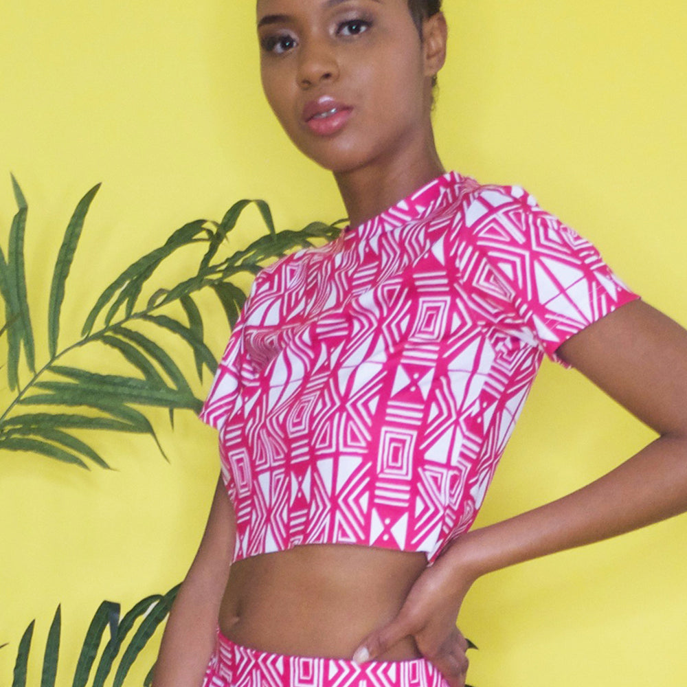 Akachi African Print Crop Top Tank | Ankara Inspired Print, Color Blocked Tank Top