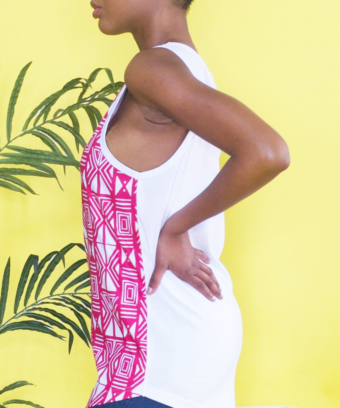 Akachi Asymmetric Tank | Ankara Inspired Print,Color Blocked Tank Top
