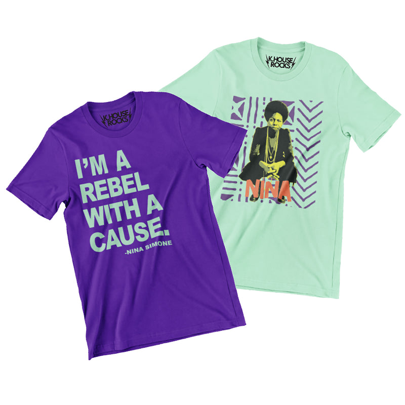 Nina Simone Bundle Tee, 2 Tee Bundle, Nina Simone T-shirt, Activist, Singer songwriter, Rebel with a cause